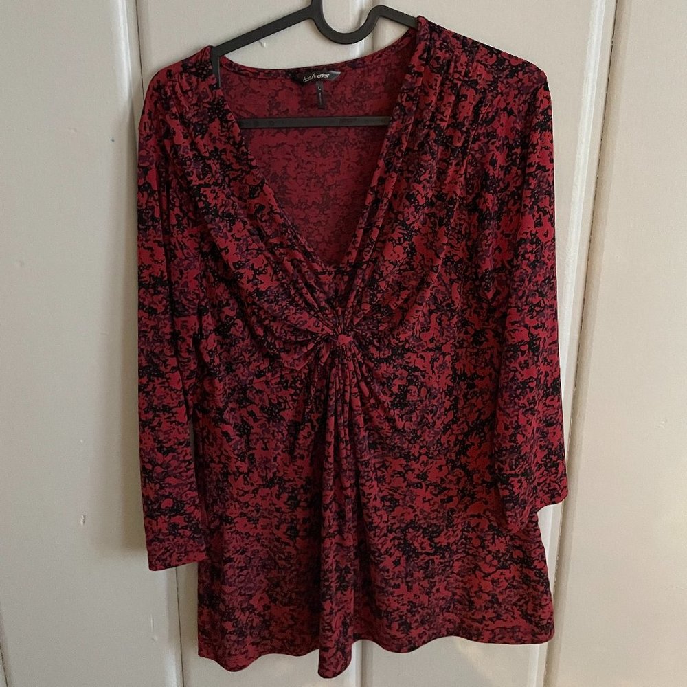 Red and Black Long-Sleeve Blouse